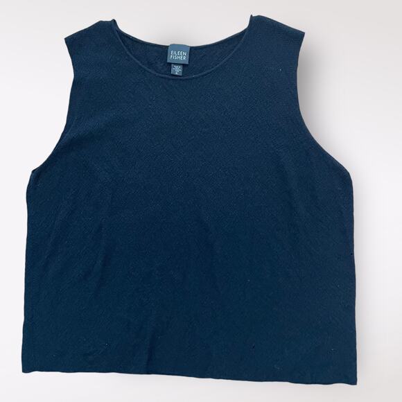 Eileen Fisher Tops - Eileen Fisher Black‎ Wool Crepe Knit Tank Top Size XL